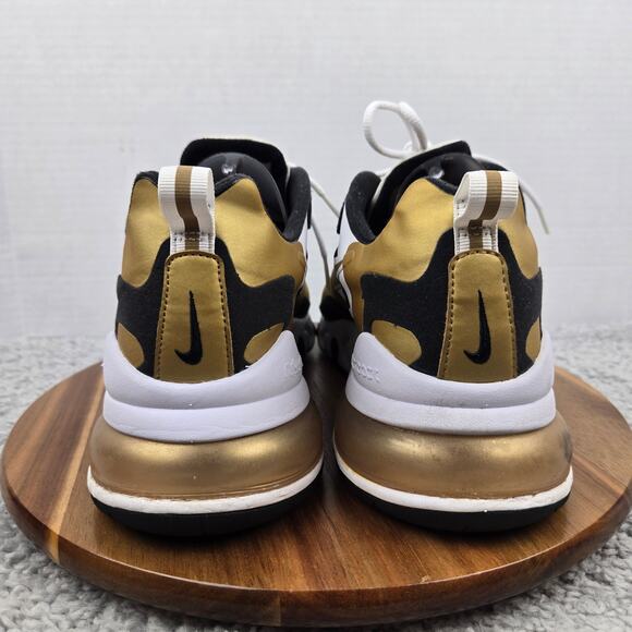 Nike Mens 11.5 Air Max 270 React White Metallic Gold Athletic Sneaker CW7298-100 - Picture 2 of 12